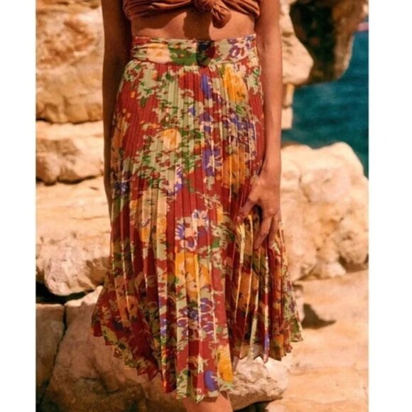 Sezane Floral Pleated Skirt - Multicolor